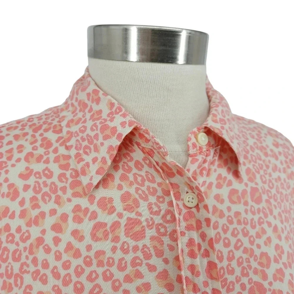 GAP Shirt Pink Cheetah Leopard Long Sleeve Collared Button Up Top - Picture 3 of 9
